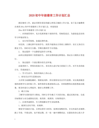 2024初中年级德育工作计划汇总 