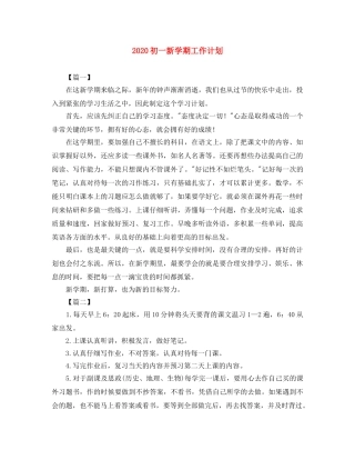 2024初一新学期工作计划 