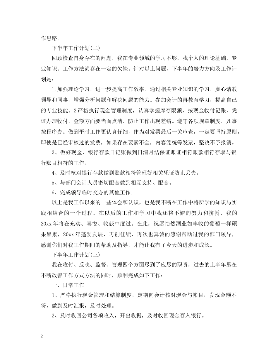 2024出纳的下半年工作计划 _第2页