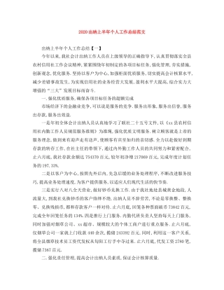 2024出纳上半年个人工作总结范文 