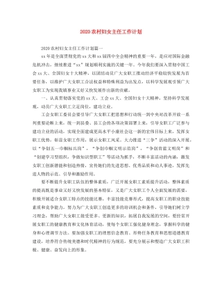 2024农村妇女主任工作计划 