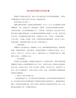 2024农村书记的工作计划5篇 