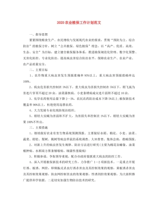 2024农业植保工作计划范文 
