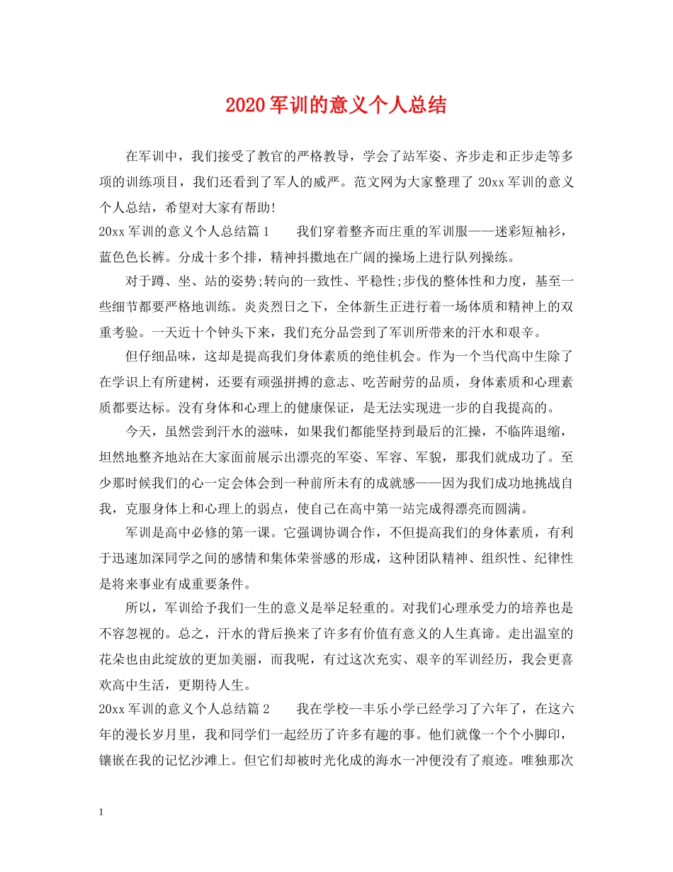 2024军训的意义个人总结 _第1页