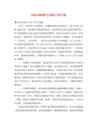 2024内科护士长的工作计划 