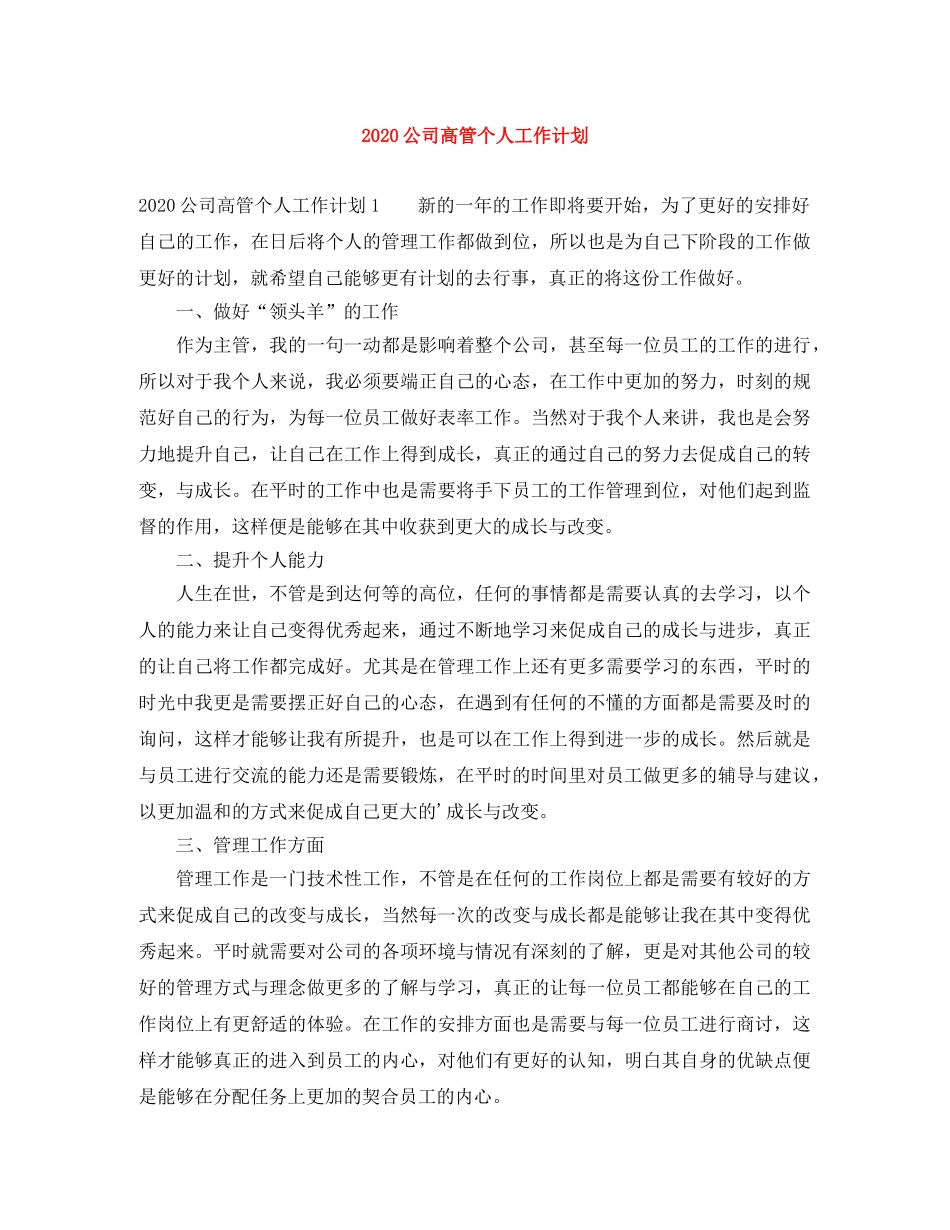 2024公司高管个人工作计划 _第1页