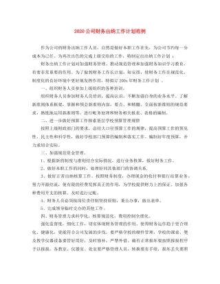 2024公司财务出纳工作计划范例 