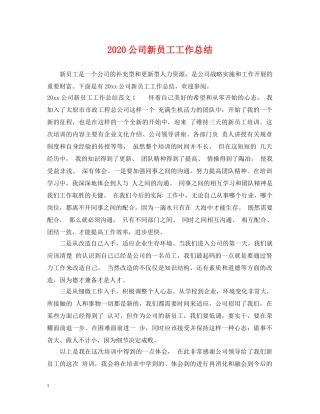 2024公司新员工工作总结 
