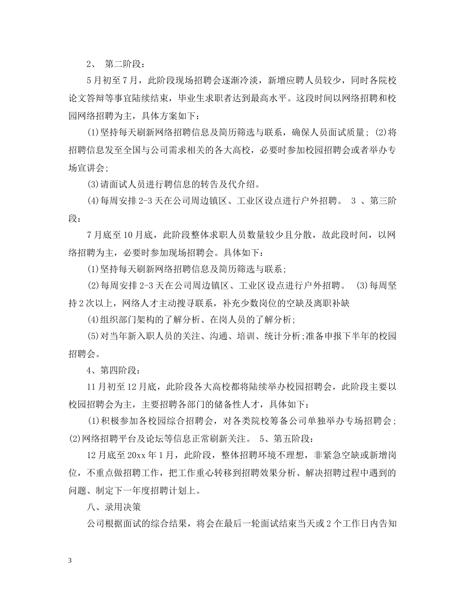 2024公司招聘计划书模板 _第3页