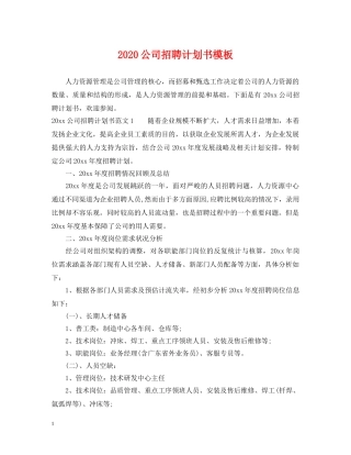 2024公司招聘计划书模板 