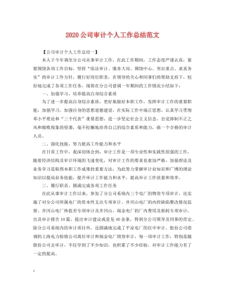 2024公司审计个人工作总结范文 