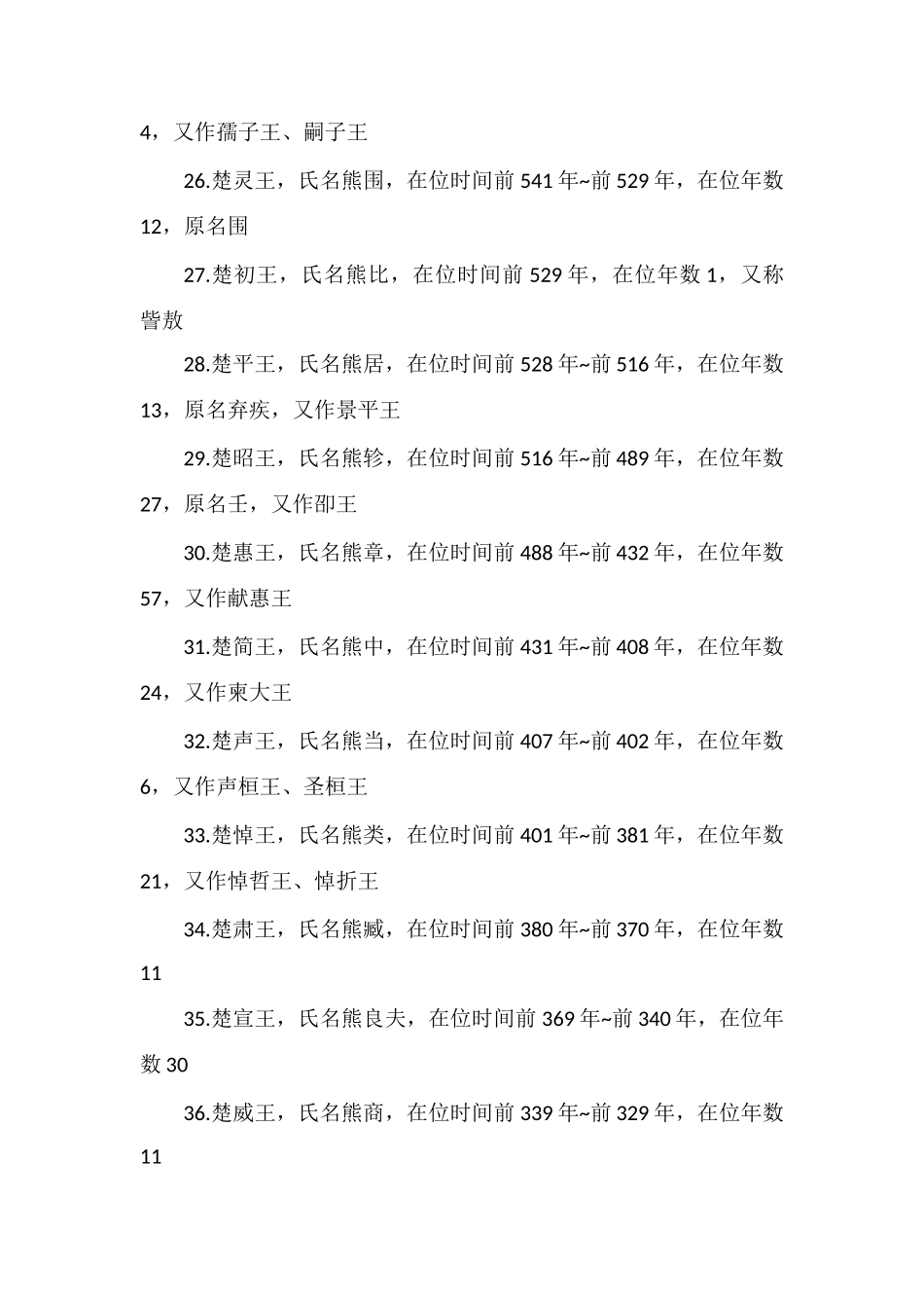 楚国历代国君一览表楚国有过哪些国君_第3页