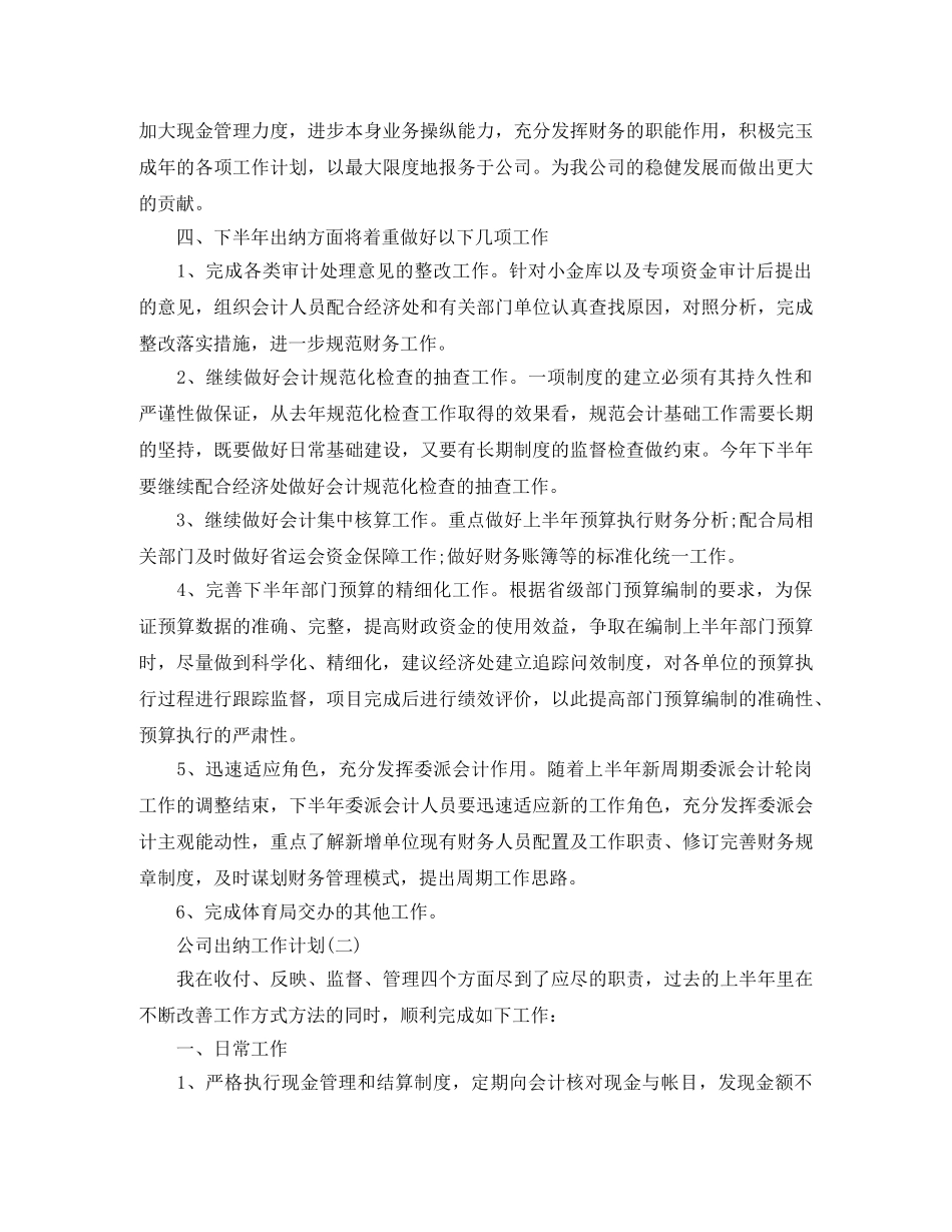 2024公司出纳的工作计划 _第2页