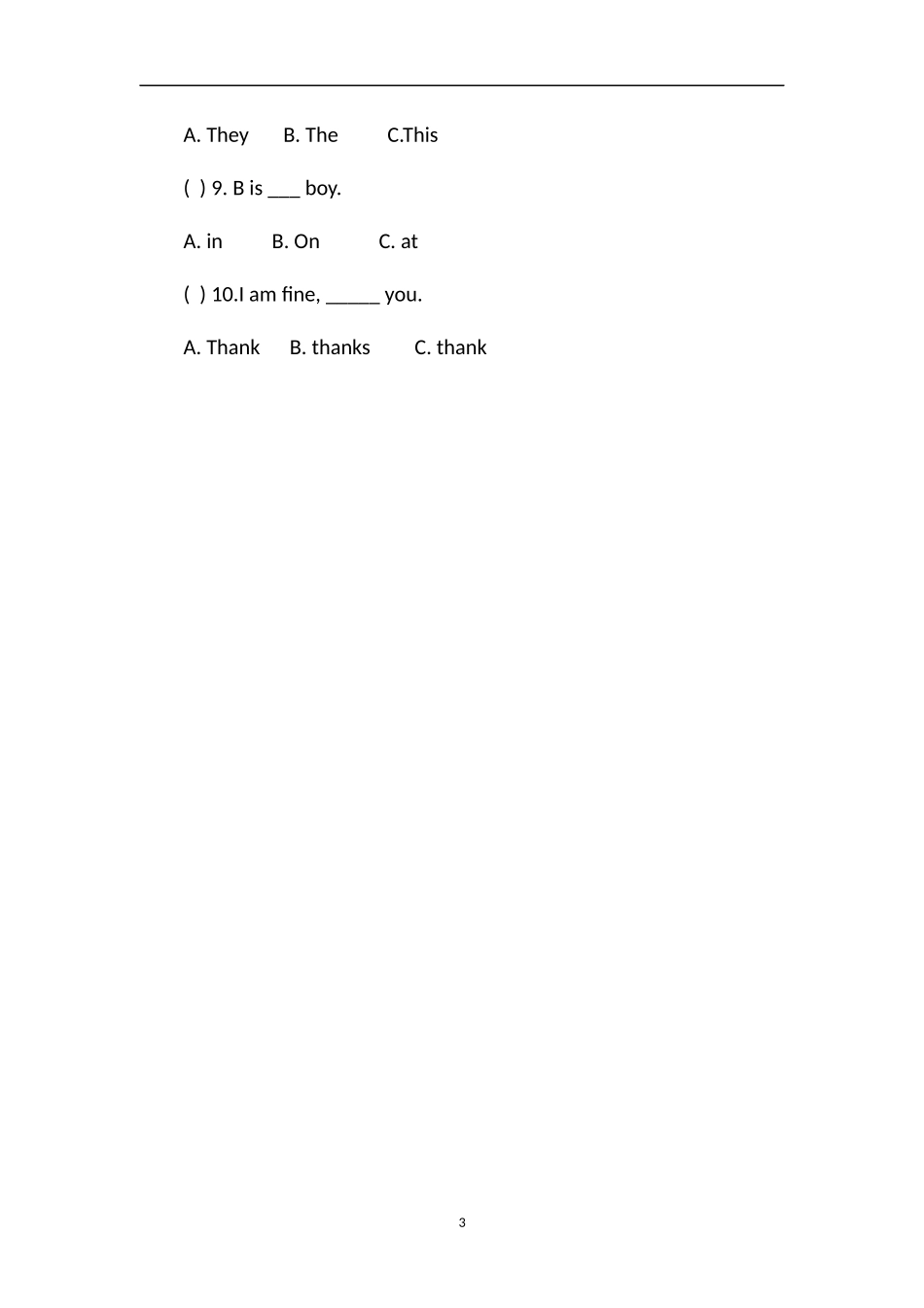 16三年级陕旅版英语上册期末试题_第3页