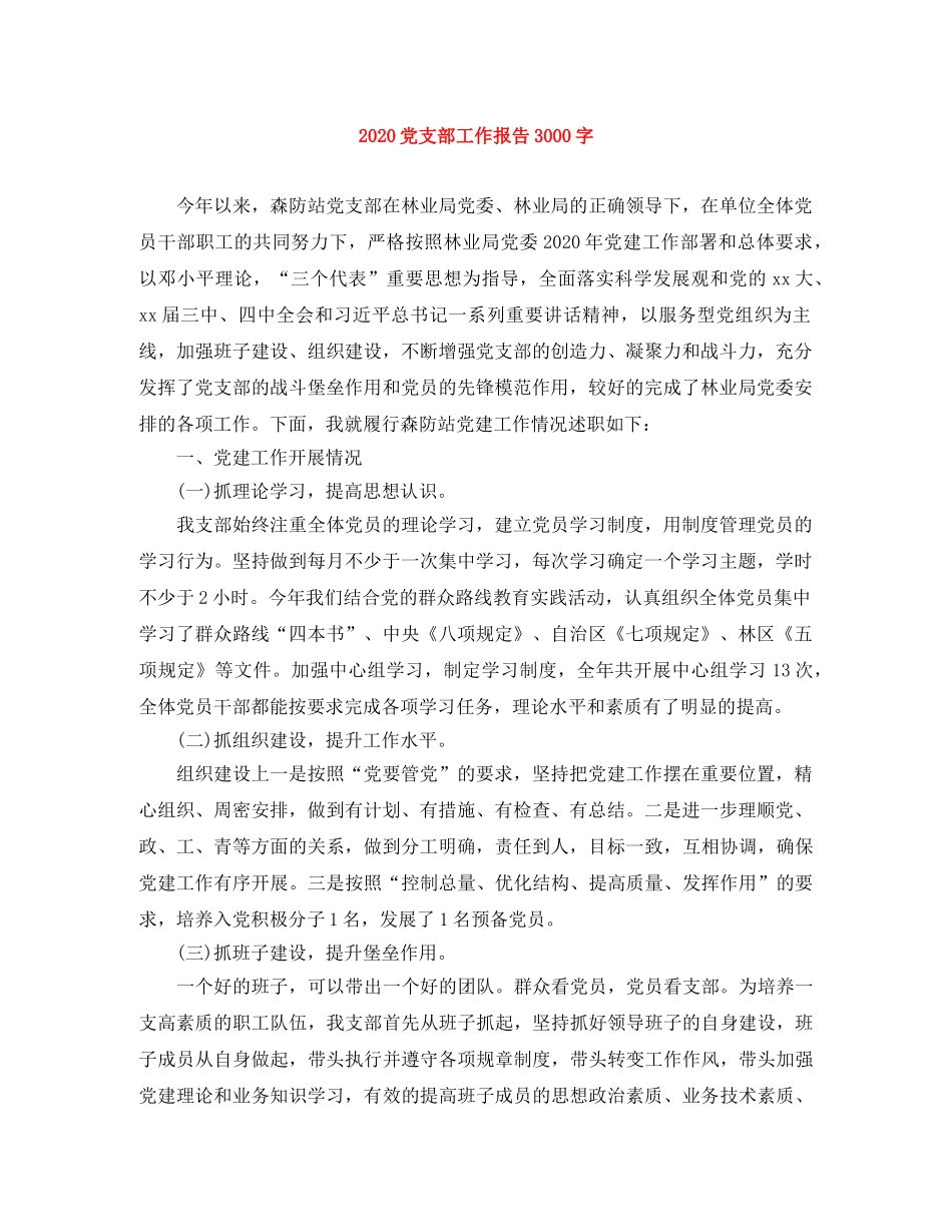 2024党支部工作报告3000字 _第1页