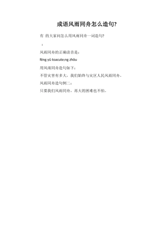 成语风雨同舟怎么造句