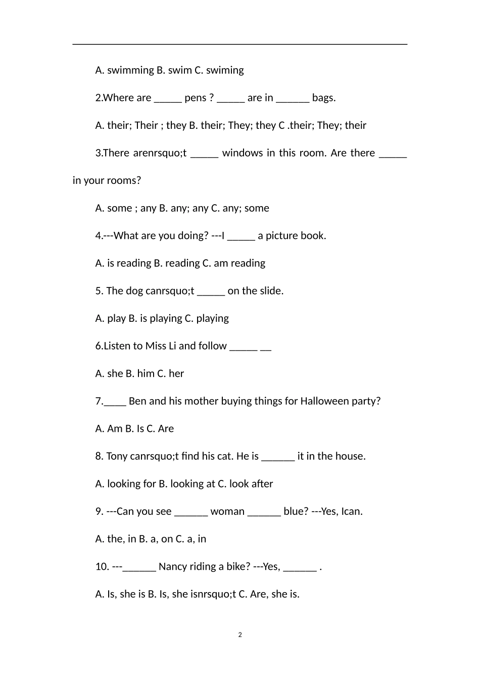 牛津英语五年级上册第六单元试卷_第2页