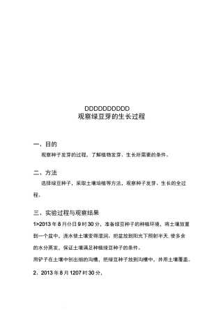 观察绿豆芽的生长过程