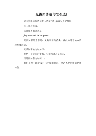 见微知著造句怎么造