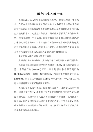 黑龙江流入哪个海
