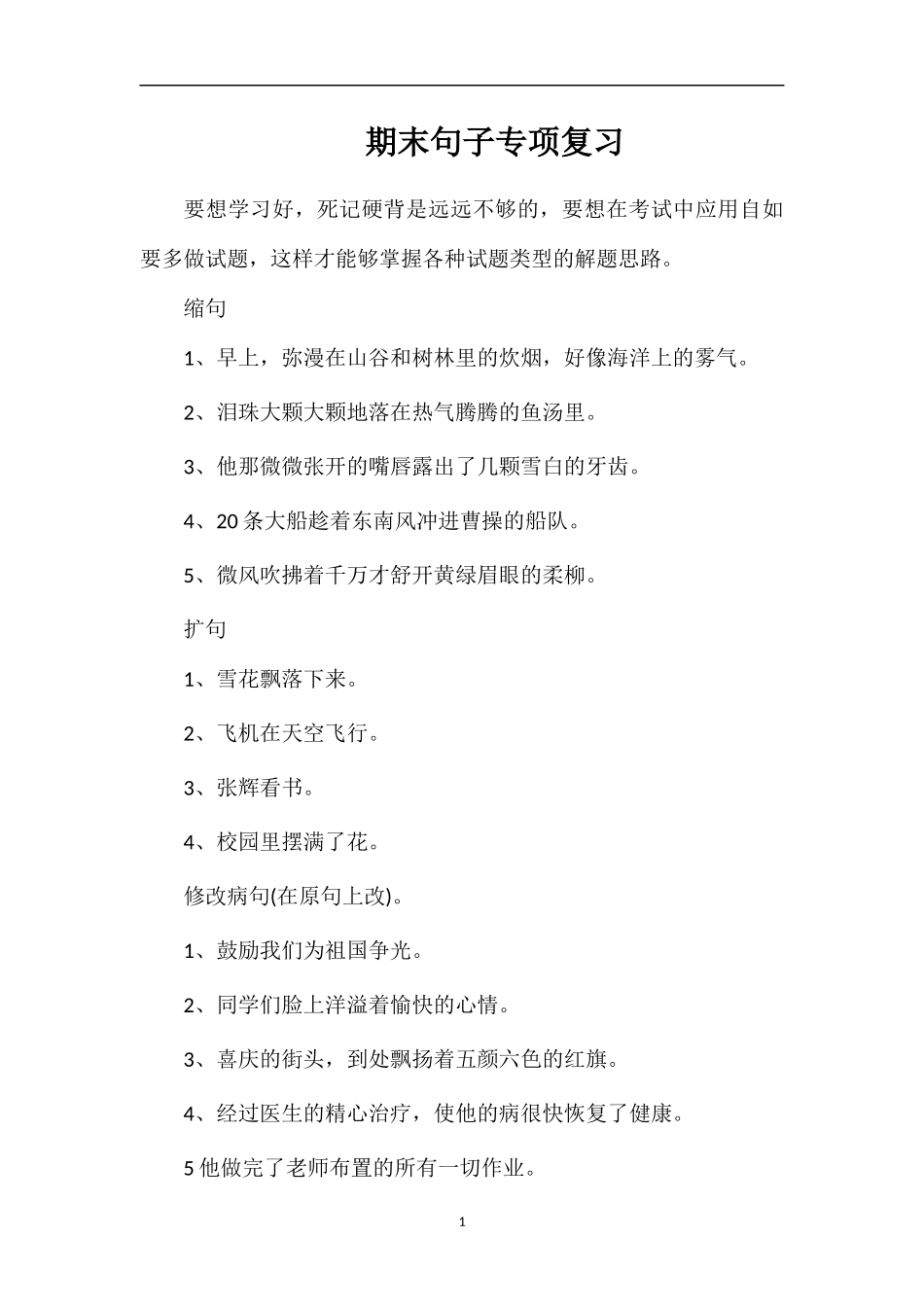 期末句子专项复习_第1页