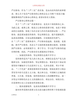 严以修身心得体会