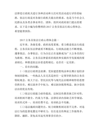 2017公务员依法行政心得体会