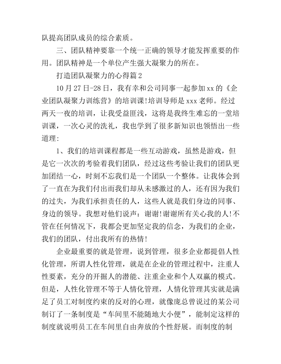 打造团队凝聚力的心得_第2页
