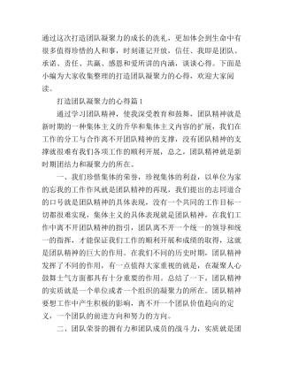 打造团队凝聚力的心得