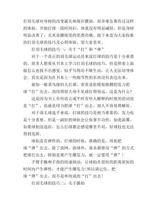 打羽毛球的技巧及心得体验