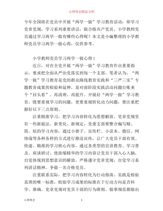 小学教师党员学习两学一做心得