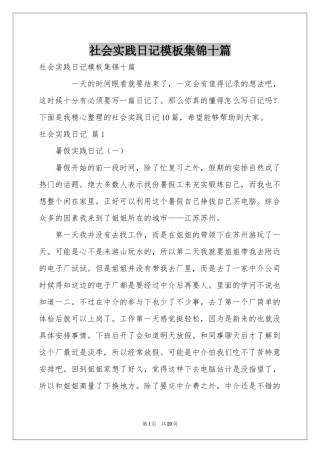 社会实践日记模板集锦十篇