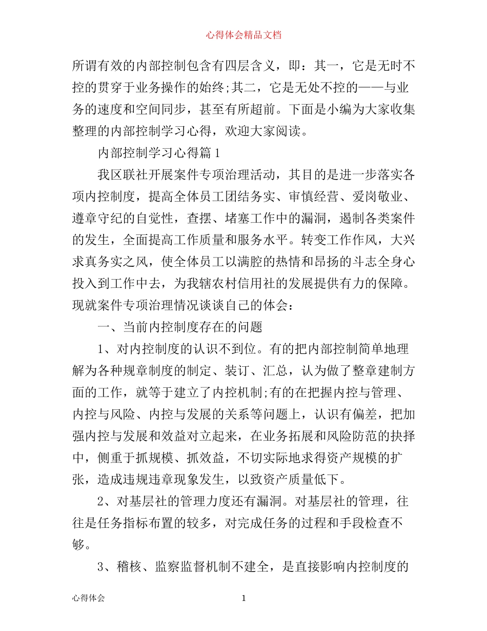 内部控制学习心得_第1页