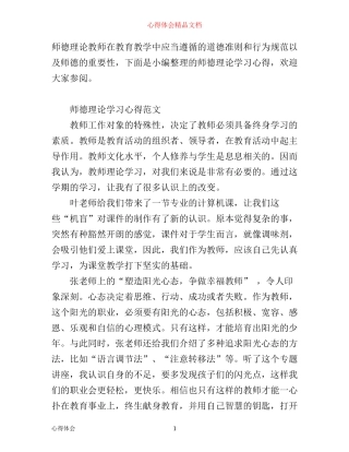 师德理论学习心得范文