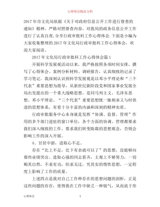 年文化局行政审批科工作心得体会