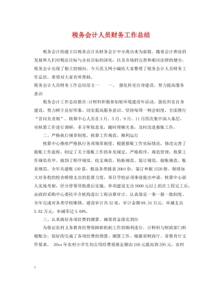 税务会计人员财务工作总结