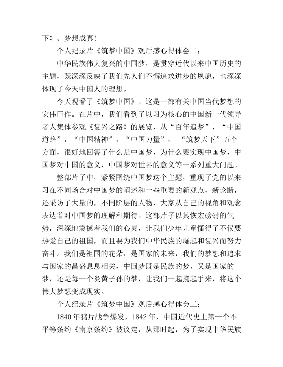 个人纪录片《筑梦中国》观后感心得体会_第2页