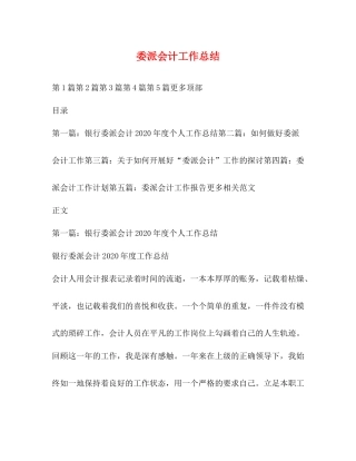 委派会计工作总结