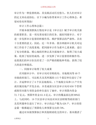审计工作心得体会