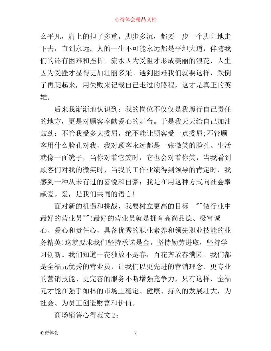 商场销售心得3篇_第2页