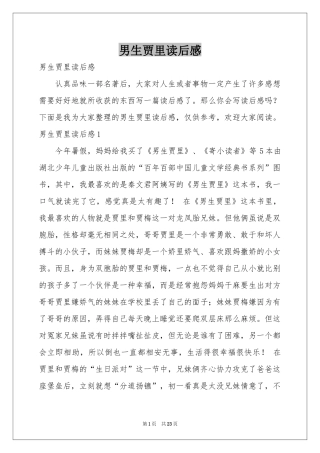 男生贾里读后感