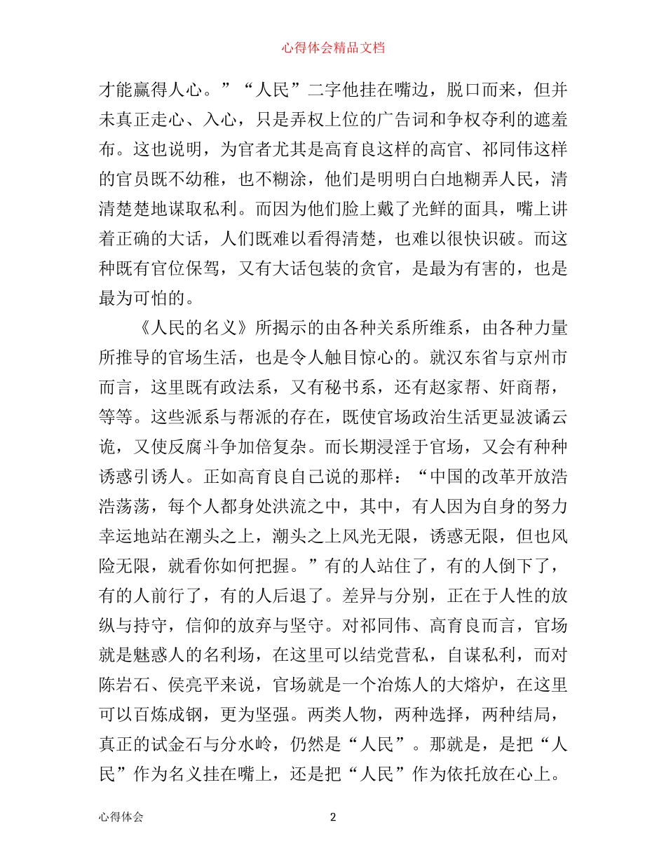 人民的名义观后感心得体会范文800字_第2页