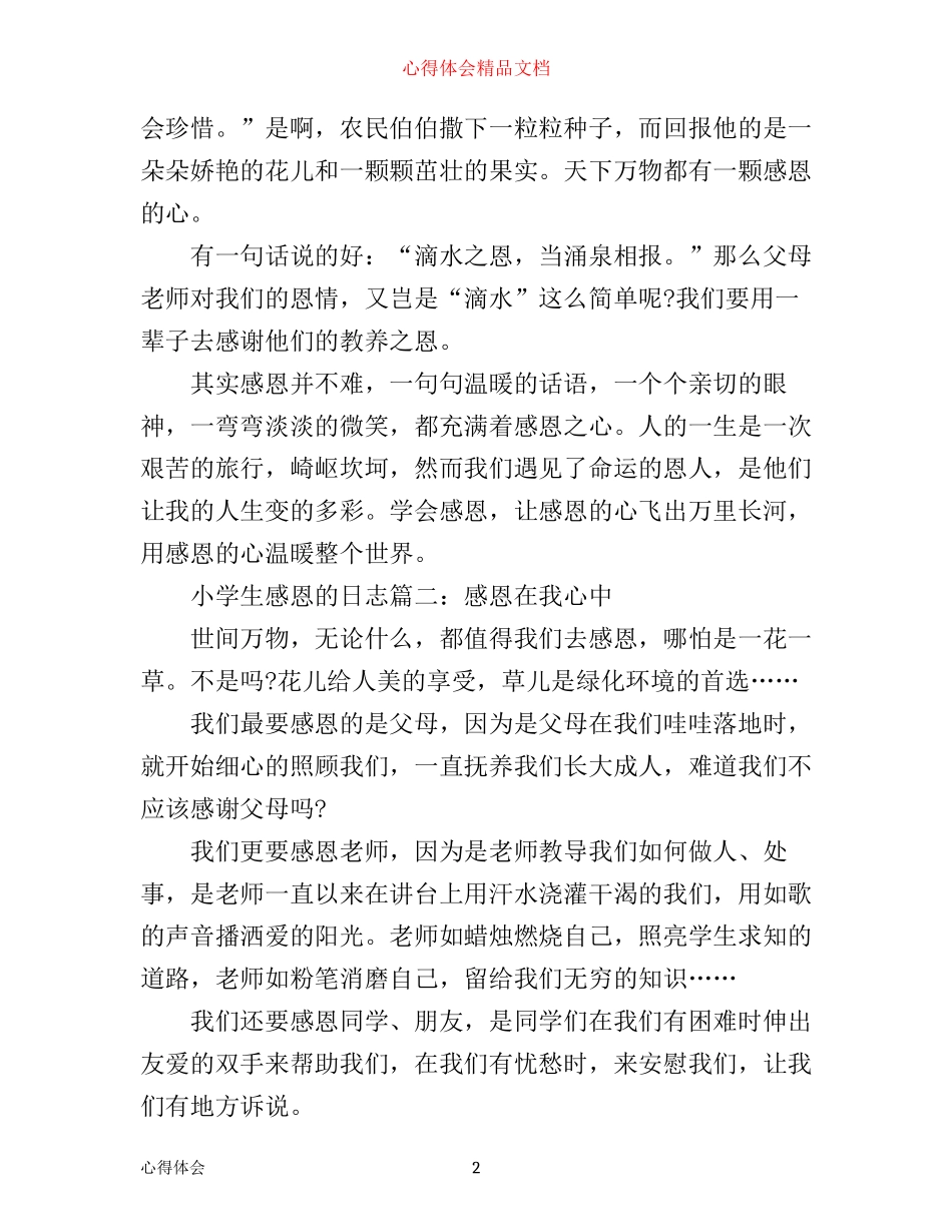 小学生感恩心得的励志日志_第2页