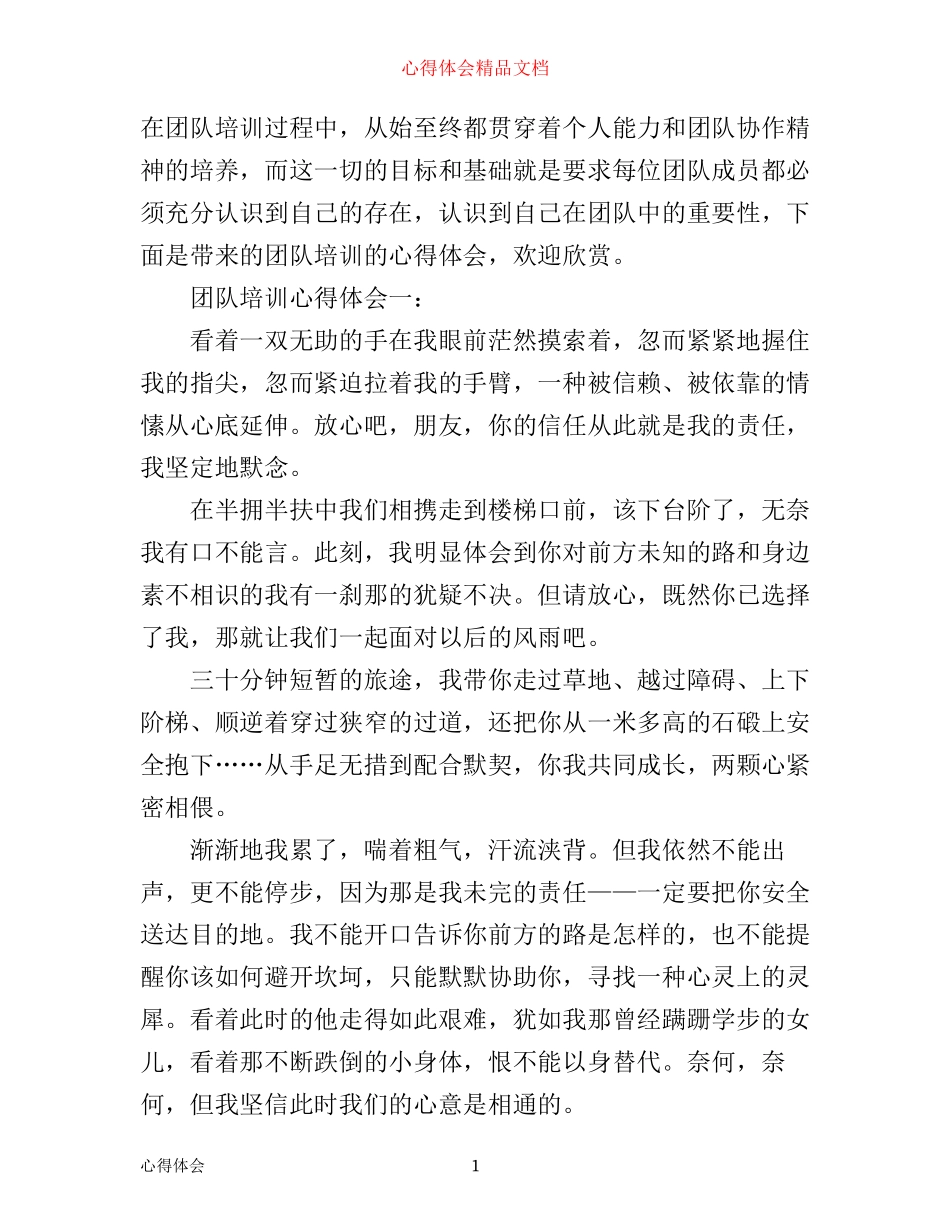 团队培训心得体会_第1页