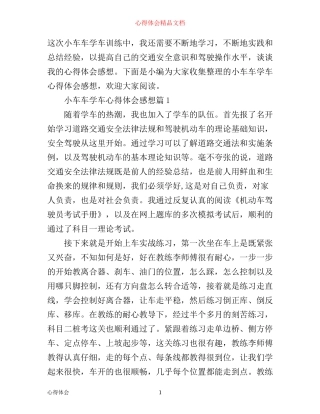 小车车学车心得体会感想