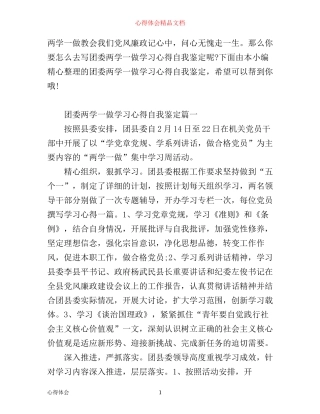 团委两学一做学习心得自我鉴定