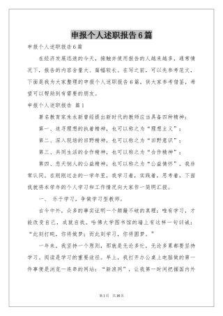 申报个人述职报告6篇