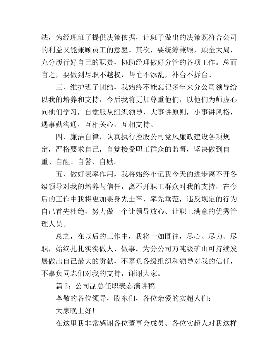 公司副总任职表态演讲稿_第2页