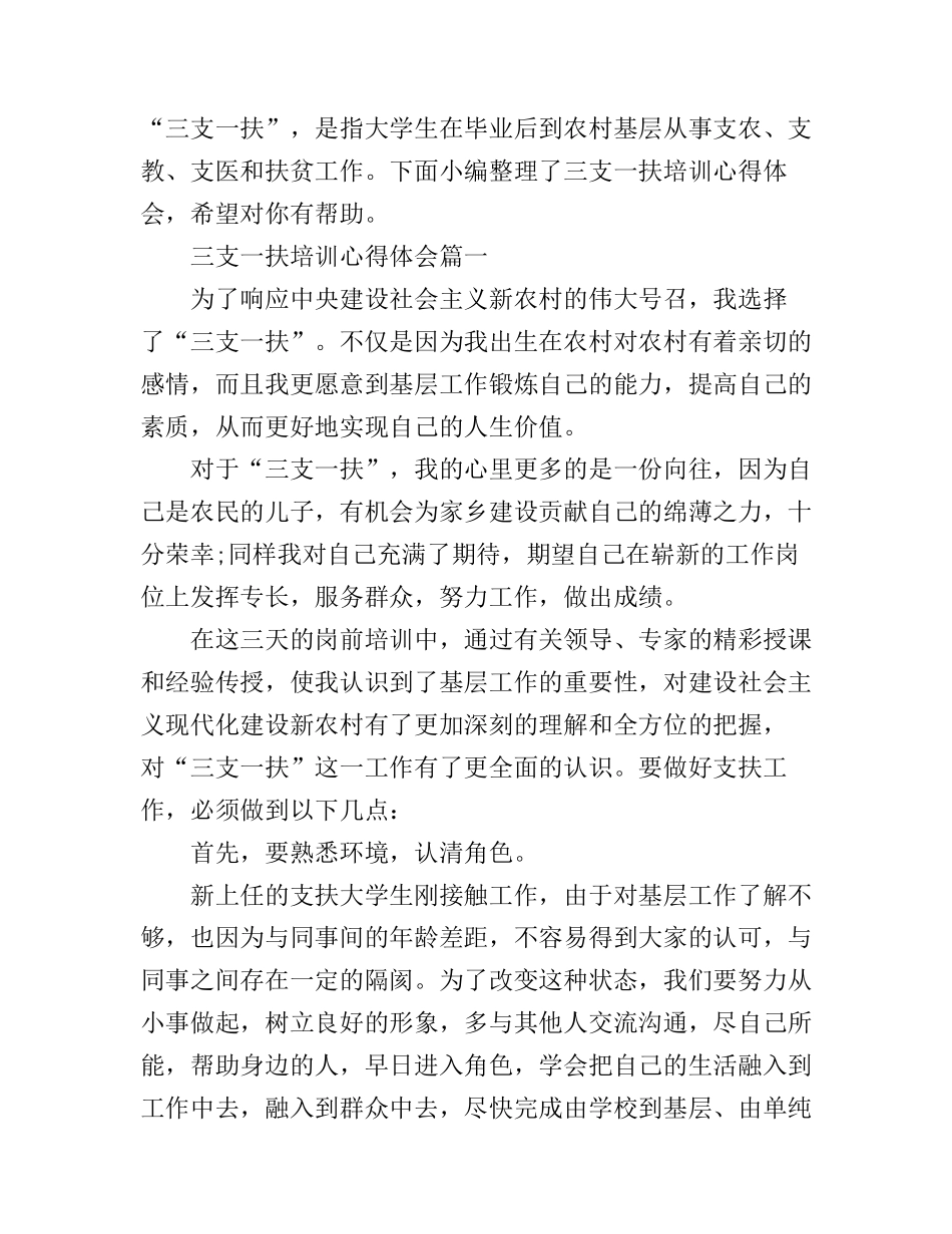 2016年三支一扶培训心得体会_第1页
