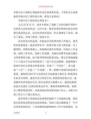 学校中层干部培训心得3篇